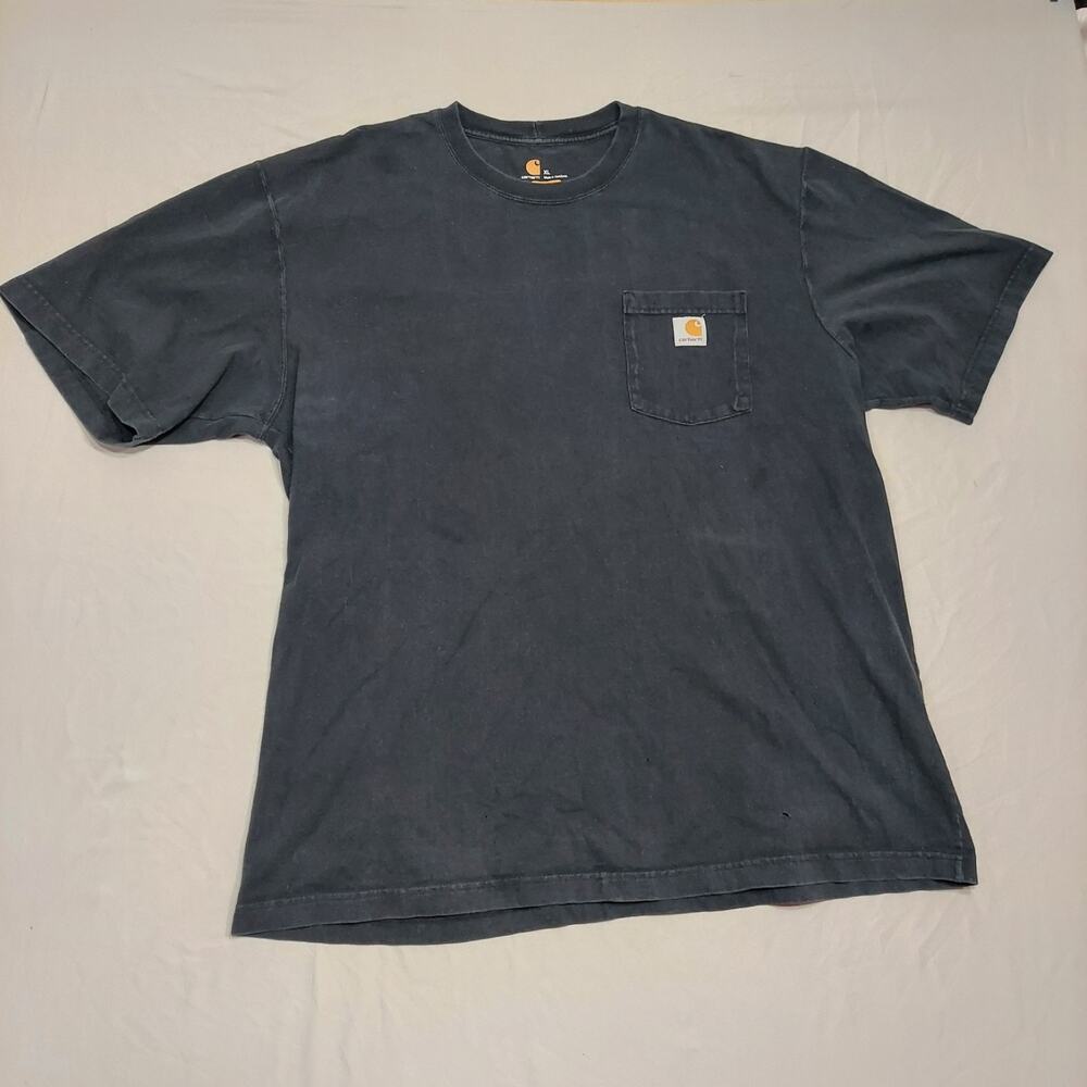 Carhartt Shirt Men XL Black Henley Pocket Original Fit K87 Workwear Short Sleeve